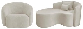Kit Recamier Curvo Sala de Estar Inglaterra 150cm Lado Esquerdo e Poltrona Orgânica Luxo Amore Linho