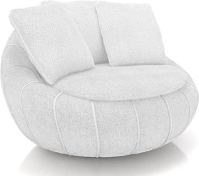 Poltrona Sala de Estar Afrodite com Almofadas Giratória Branco Bouclê G45 - Gran Belo
