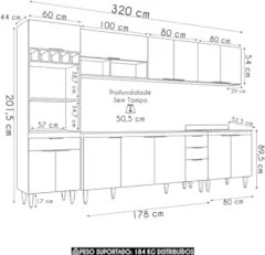 Armário de Cozinha CP05 Para Pia 180cm Pérola Z34 Branco    - Mpozenat