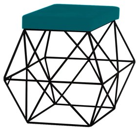 Puff Decorativo Sala de Estar Base Preto Trixie Suede Azul Claro G41 - Gran Belo