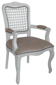 Cadeira Bourbon c/ Braço c/ Palha - Branco Provençal Kleiner