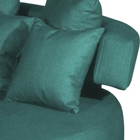 Sofá Chaise Eva Redondo 02 Lugares Suede Azul Tiffany