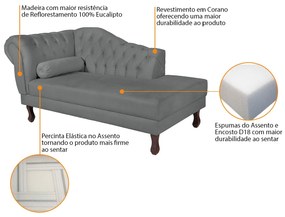 Recamier Diana 140cm Lado Direito Corano Cinza - ADJ Decor