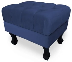 Puff Baú Decorativo Capitonê Luis XV 50x40cm Suede Azul Escuro - Sheep Estofados - Azul escuro