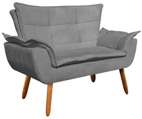 Sofá Namoradeira e 2 Poltronas Giratória MM30 Opala Suede D03 - D'Rossi - Grafite