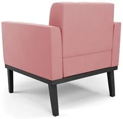 Poltrona Decorativa Base Madeira Preto Ana Suede Rosê - Ibiza