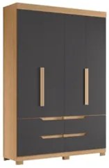 Guarda Roupa Solteiro 160cm 4 Portas Doble Freijó/Titanium - Albatroz