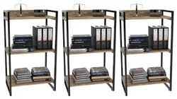 Kit 3 Estantes Livreiro Prisma Estilo Industrial 60cm 3 Prateleiras C0