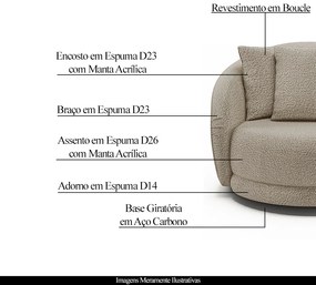 Poltrona Decorativa Base Giratória Galáxia com Almofadas Boucle Bege G45 - Gran Belo