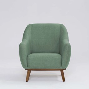 Poltrona Decorativa Pauline D07 Base Madeira Linho Mescla Verde D07 - D'Rossi