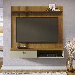 Painel TV 55 Pol 141cm Bancada Suspensa para Sala Seluna M20 - D'Rossi - Cumaru e Opala