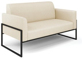 Sofá Namoradeira Base Industrial Alta Preto Marisa Linho Bege A19