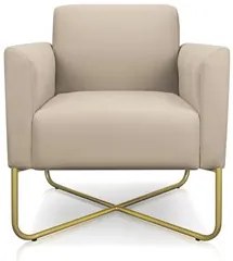 Kit 2 Poltronas Decorativas Base Industrial X Dourada Maressa S03 Sued
