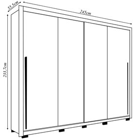 Guarda Roupa Lorian 245cm com 2 Portas de Correr e 4 Gavetas em MDF Freijo/OffWhite G11 - Gran Belo