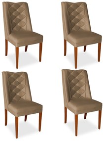 Kit 4 Cadeiras de Jantar Micheli Suede Nude