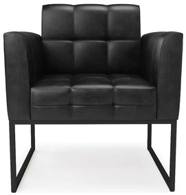 Poltrona Sala Decorativa Elisa Industrial Preto Sintético Pu D03 - D'Rossi - Couro preto