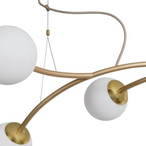 Pendente Zucca 34X105Cm 6Xg9 Cabo Aço Chumbador + Cabo Rayon / Globo Ø... (BT - Branco Texturizado, FOSCO)