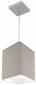 Lustre Pendente Quadrado Md-4007 Cúpula em Tecido 25/16x16cm Rustico Cinza - Bivolt
