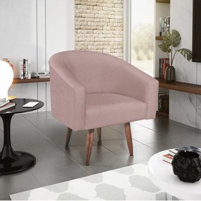 Poltrona Luiza Pés Palito Mel Linho Rosê - ADJ Decor