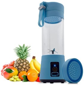 Mini Liquidificador Portátil Processador Squeeze Recarregável Azul