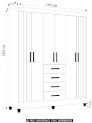Guarda Roupa Casal 165cm 6 Portas Khani Freijó/Off Z17       - Mpozena