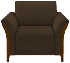Kit Sofá Living 3 Lugares e Poltrona 102cm Pés Madeira Roya Z32 Veludo