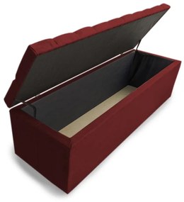Calçadeira Baú Solteiro 90cm Nicole Capitonê Suede Bordô - Sheep Estofados - Vermelho escuro