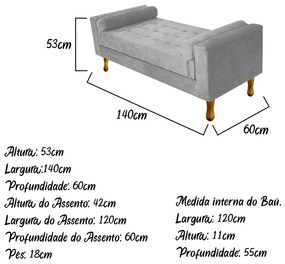 Recamier Félix Casal 140cm Suede Cinza - ADJ Decor