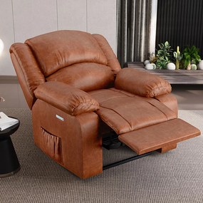 Poltrona do Papai Reclinável Sala de Cinema Madrid Elétrica Touch USB PU Caramelo Brilho G23 - Gran Belo