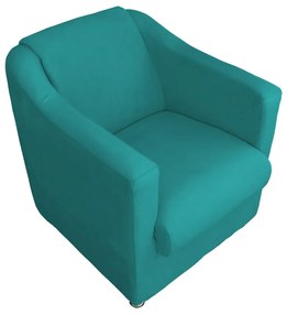 Poltrona Puff Cecilia Suede Liso Sala Recepção Azul Tifanny