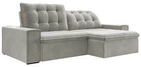 Sofá Retrátil 254 cm Sala de Estar Gabi Suede Cinza G52 - Gran Belo