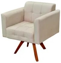 Kit 2 Poltronas Decorativas Base Madeira Giratória Ana Suede Bege - Ib