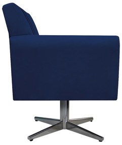 Poltrona Laura Base Giratória de Metal Suede Azul Marinho - ADJ Decor