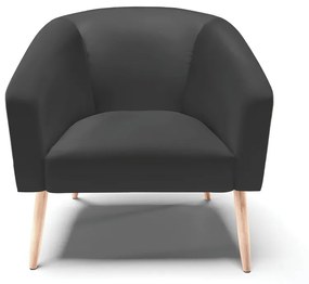 Poltrona Decorativa Pé Palito Natural Stella Sintético D03 - D'Rossi - Preto