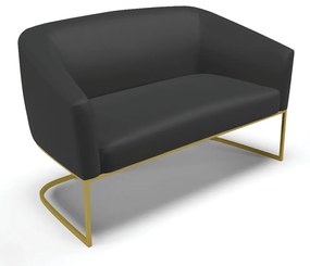 Namoradeira e 2 Poltronas Industrial Dourado Stella Sintético D03 - D'Rossi - Preto