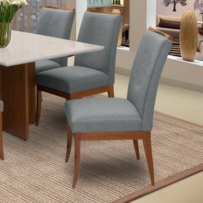 Conjunto 8 Cadeiras Sala de Jantar Lana Linho/Poliester Cinza