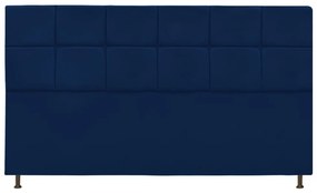 Cabeceira Estofada Damares 195 cm King Size Com Botonê Suede Azul Marinho - ADJ Decor