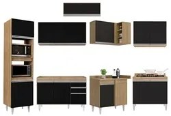 Armário de Cozinha Modulada de Canto 8 Peças CP01 Balcão Castanho/Pret