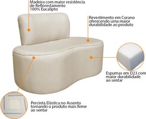 Sofá Curvo 2 Lugares Sala de Estar Recepção Escritório Amsterdã 120cm Corano - ADJ Decor
