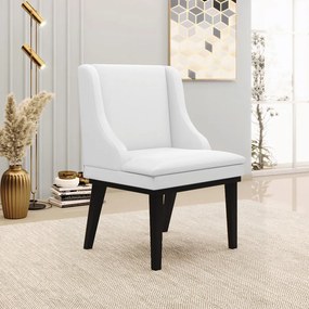 Cadeira Decorativa Sala de Jantar Base Fixa de Madeira Firenze PU Branco Fosco/Preto G19 - Gran Belo