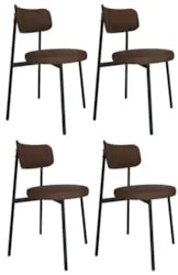 Cadeira de Jantar Estofada Kit 4 Nyka M25 Sintético Marrom - Mpozenato