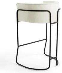 Kit 4 Banquetas Decorativas Base Aço Preto Betina Veludo C-309 Bege -