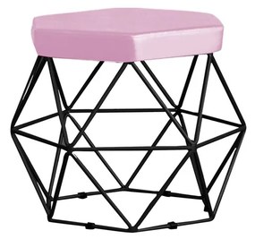 Puff Decorativo Base Preta Elsa Veludo Rosê G41 - Gran Belo