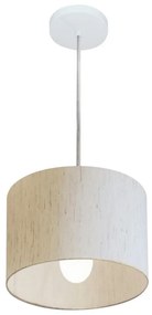 Lustre Pendente Cilíndrico Md-4201 Cúpula em Tecido 25x25cm Linho Bege - Bivolt