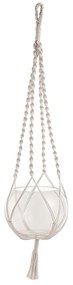 Cachepot Pendente em Vidro e Macramê Branco 80x20 cm - D'Rossi