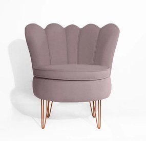 Poltrona Dália Pés Hairpin Legs Bronze Veludo Crepe
