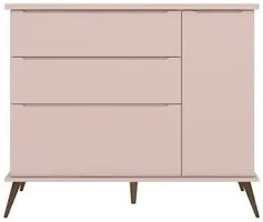 Cômoda Infantil 1 Porta 3 Gavetas 100% MDF Pés Retrô Melinda Rosê - Ph