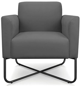 Poltrona Decorativa Isabella Base X Suede Grafite/Preto G19 - Gran Belo