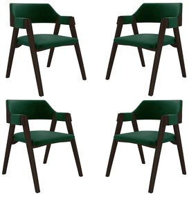 Kit 4 Cadeiras Sala de Jantar e Jogos Carteados Madeira Maciça Poker Veludo Verde/Capuccino G42 - Gran Belo