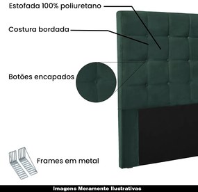 Cabeceira Decorativa Casal 1,40M Tropea Veludo Verde Floresta G63 - Gran Belo